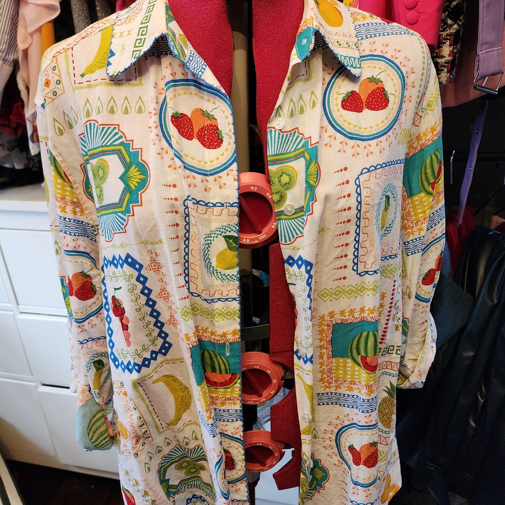 Jane and Delancey Multicolor Fruit Pattern Blazer
